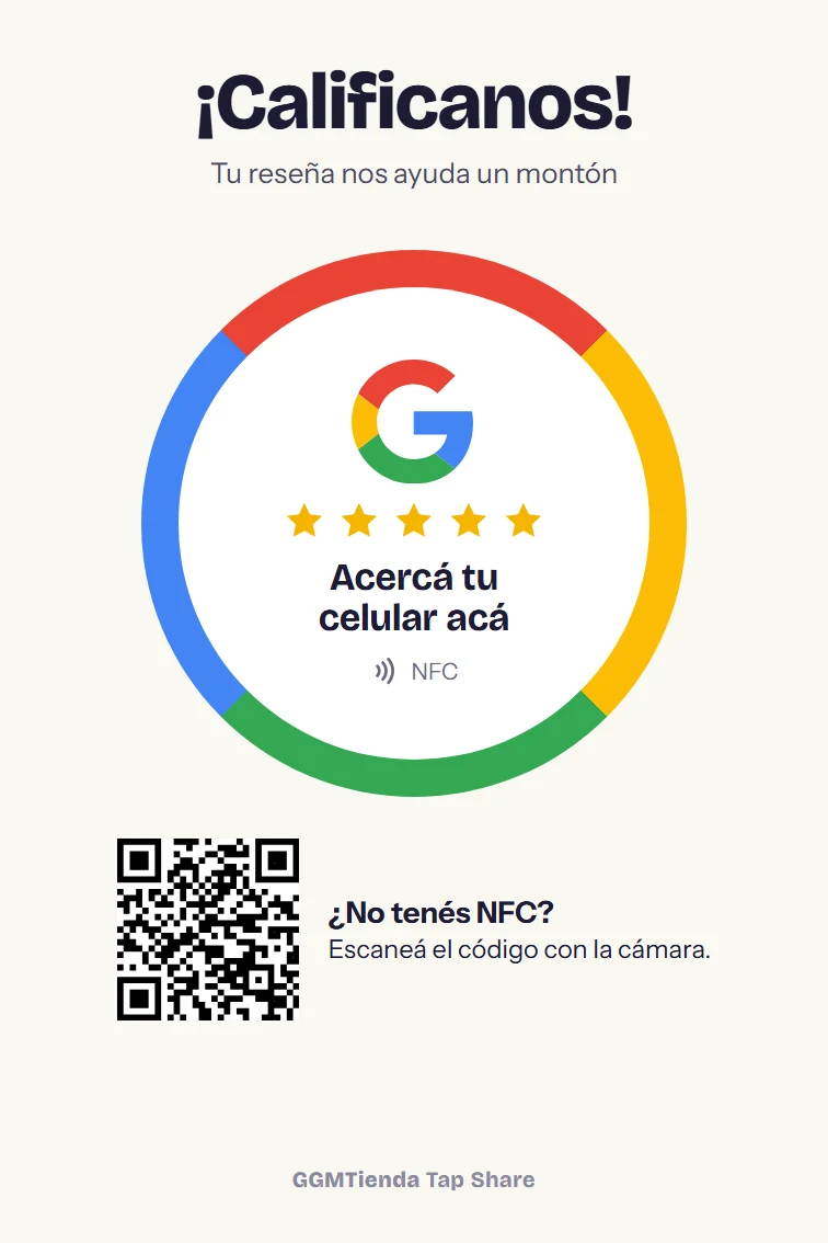 Cómo queda tu cartel: diseño Círculo, para reseñas de Google